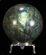 Flashy Labradorite Sphere - With Nickel Plated Stand #53566-1